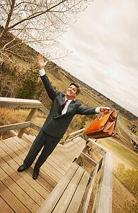 Businessman on top of the world