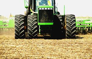 A tractor in a field