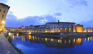 Arno River at Dusk Ponte Vecchio Florence Tuscany Italy 