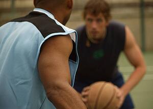 Playing basketball