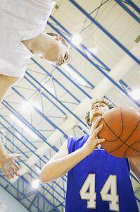 Playing basketball