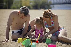 A family on the beach