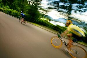 Two people on bikes