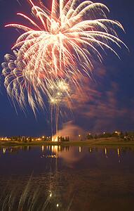 Fireworks display On Canada Day Sherwood Park Alberta Canada
