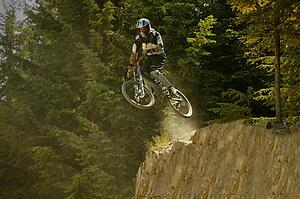 A mountain biker jump