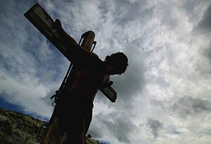 Jesus hangs on the cross