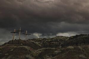 Three crosses on a hill