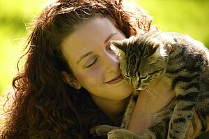 Woman with her cat