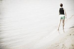 Walking along the beach