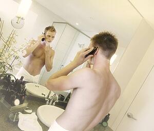 Man getting ready in the morning