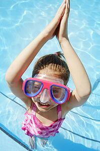 Child pretends to dive