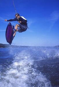 A wake boarder jump