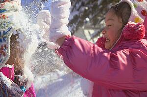 A fun snowball fight