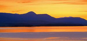 Sunset and mountain silhouette