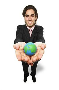 Man holds the world in his hands