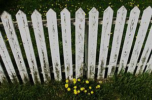 A white picket fence