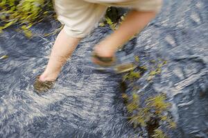 Walking through the water