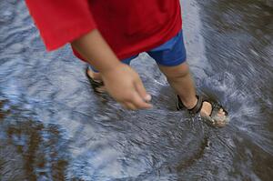 Walking through the water