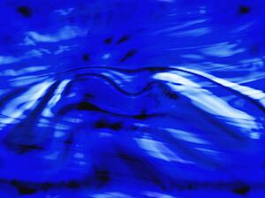 A vibrant blue background