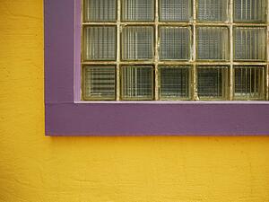 A window with glass blocks