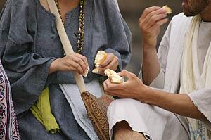 Two people eating