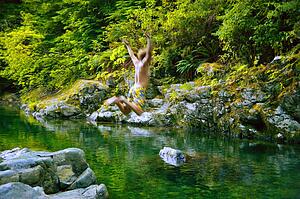 Jumping into the water