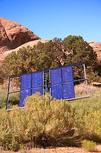 Solar panels in scrubland