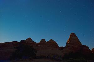 Mountain range against night sky