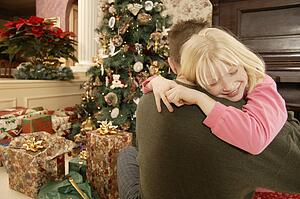 Christmas morning hug