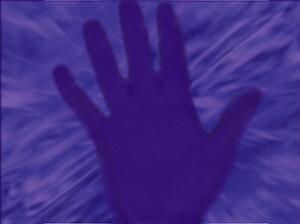 A purple hand
