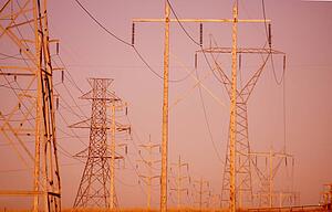 Power lines at dusk
