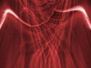 A red background