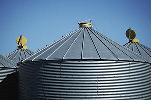 Top of grain storage bins