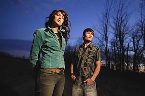Young trendy couple outside