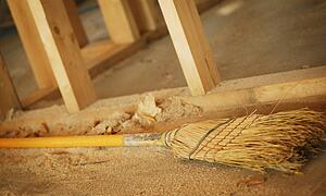 Broom in construction area