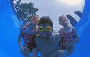 Family group in swimming pool