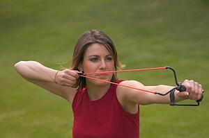 Woman with slingshot