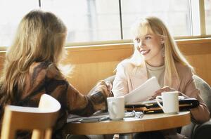 Two women having coffee