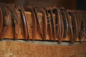 Row of old horse shoes 