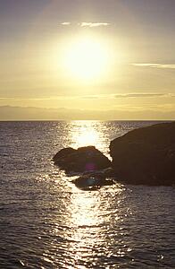 Sun shining on water
