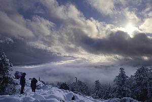 Hikers in snow