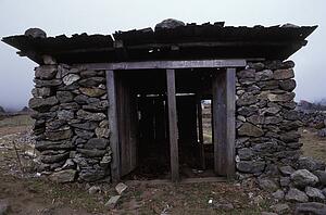 Dry stone wall hut
