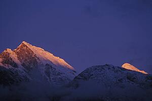 Mountain peaks at sunset