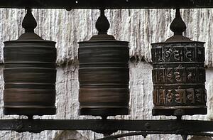 Wooden prayer wheels