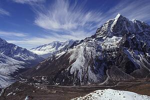 Mountain range with valley in forefront
