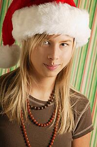 Girl wearing Santa hat