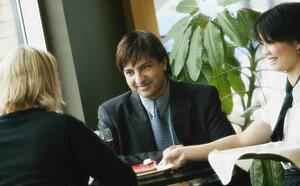 Young couple at table