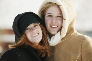 Portrait of teen girls outside