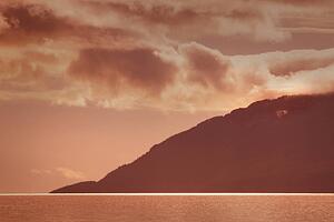 Lake and hills in neutral tones