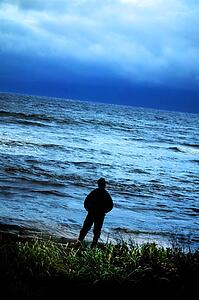 Person gazing out to sea